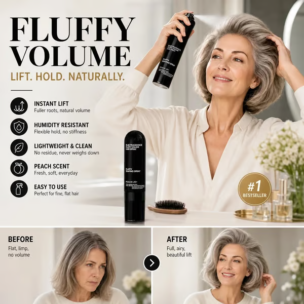 💁Buy 1 Get 1 Free✨Fluffy Hair Shaping Spray, Long Lasting Peach Scent Volumizing Hair Mist for All-Day Hold