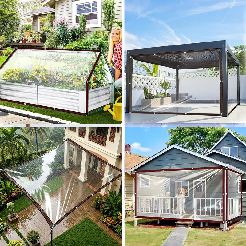 7x10FT Heavy Duty Waterproof PE Tarp Cover - Rainproof Tarp with Metal Grommets, Reinforced Edges & Fasteners for Balcony, Greenhouse, Plant Shield & Outdoor Storage